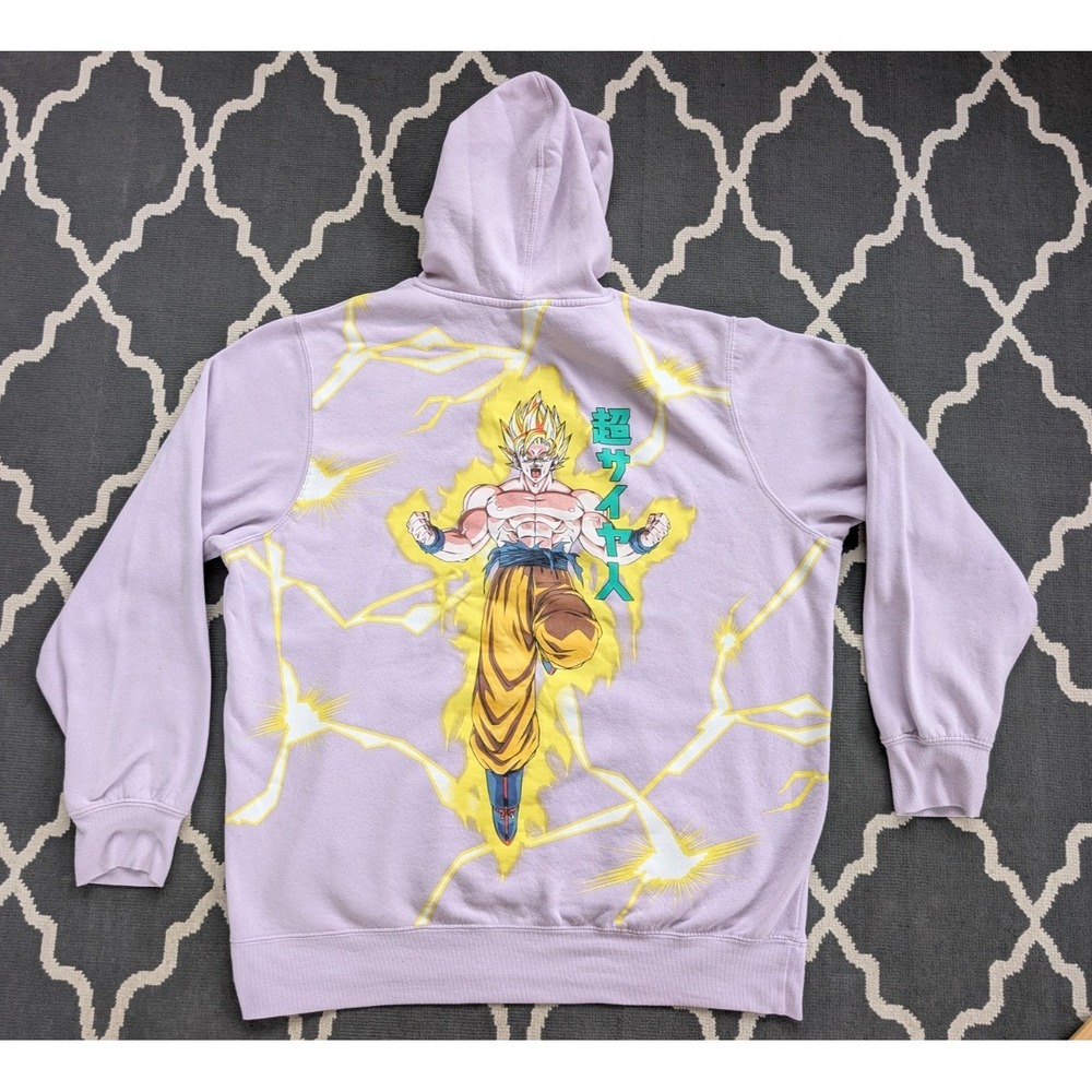 Dragon Ball Z Hoodie Mens XL Purple Super Saiyan Goku Double Sided Anime